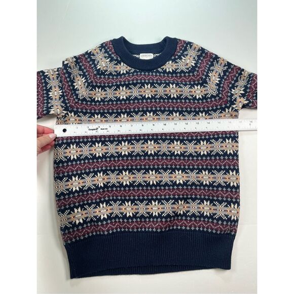 J. Crew Crewcuts Stratton NavyMaroon Fair Isle Crew Neck Sweater Boy Size 10 EUC - Picture 4 of 6